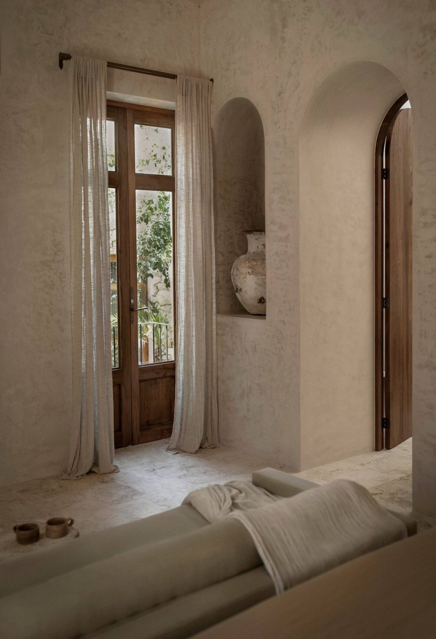 chambre décoration beige maison Tulum