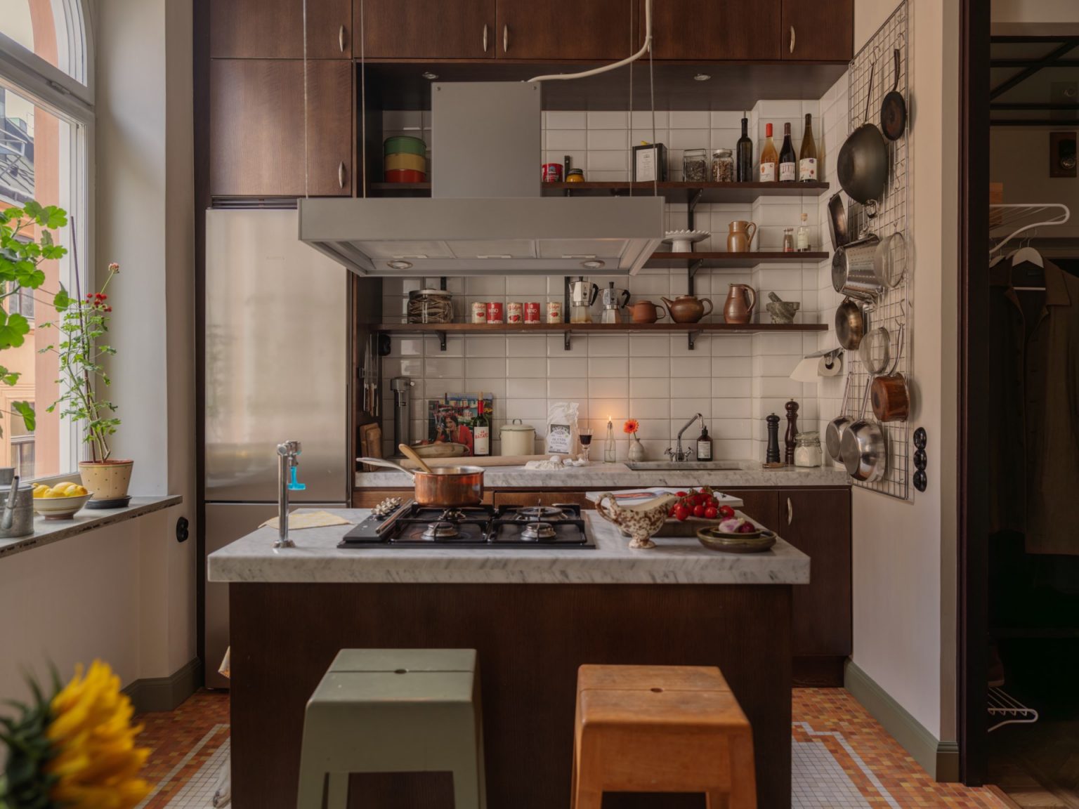 cuisine avec îlot décoration rétro