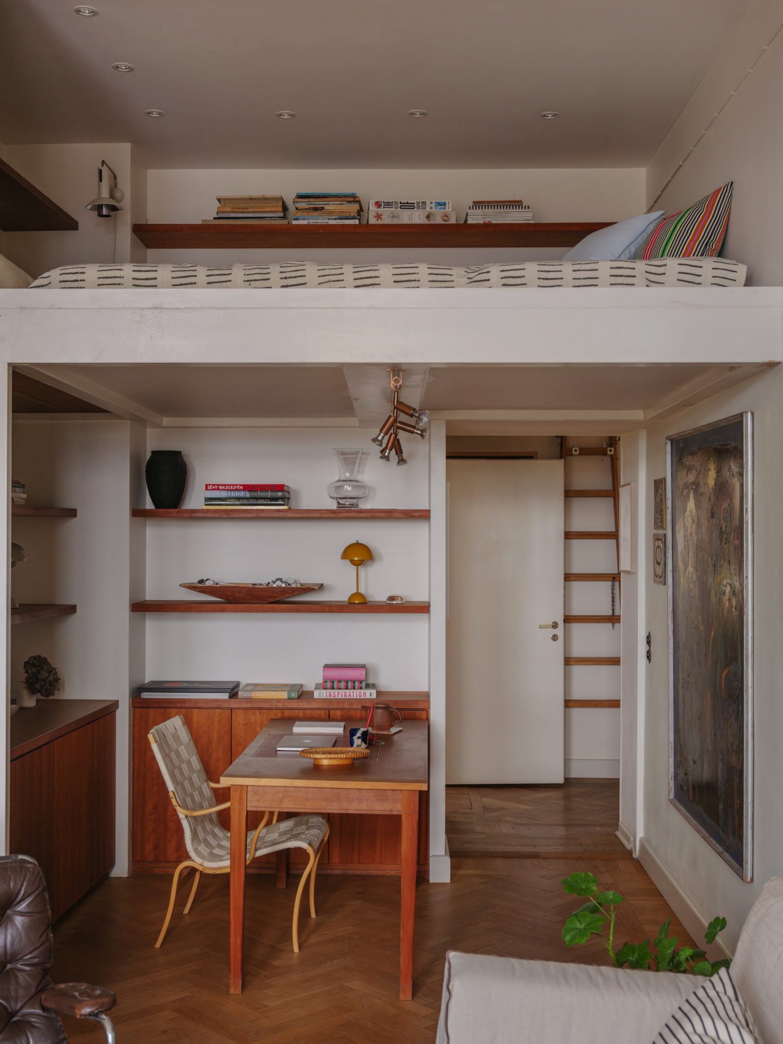 bureau sous mezzanine décoration vintage
