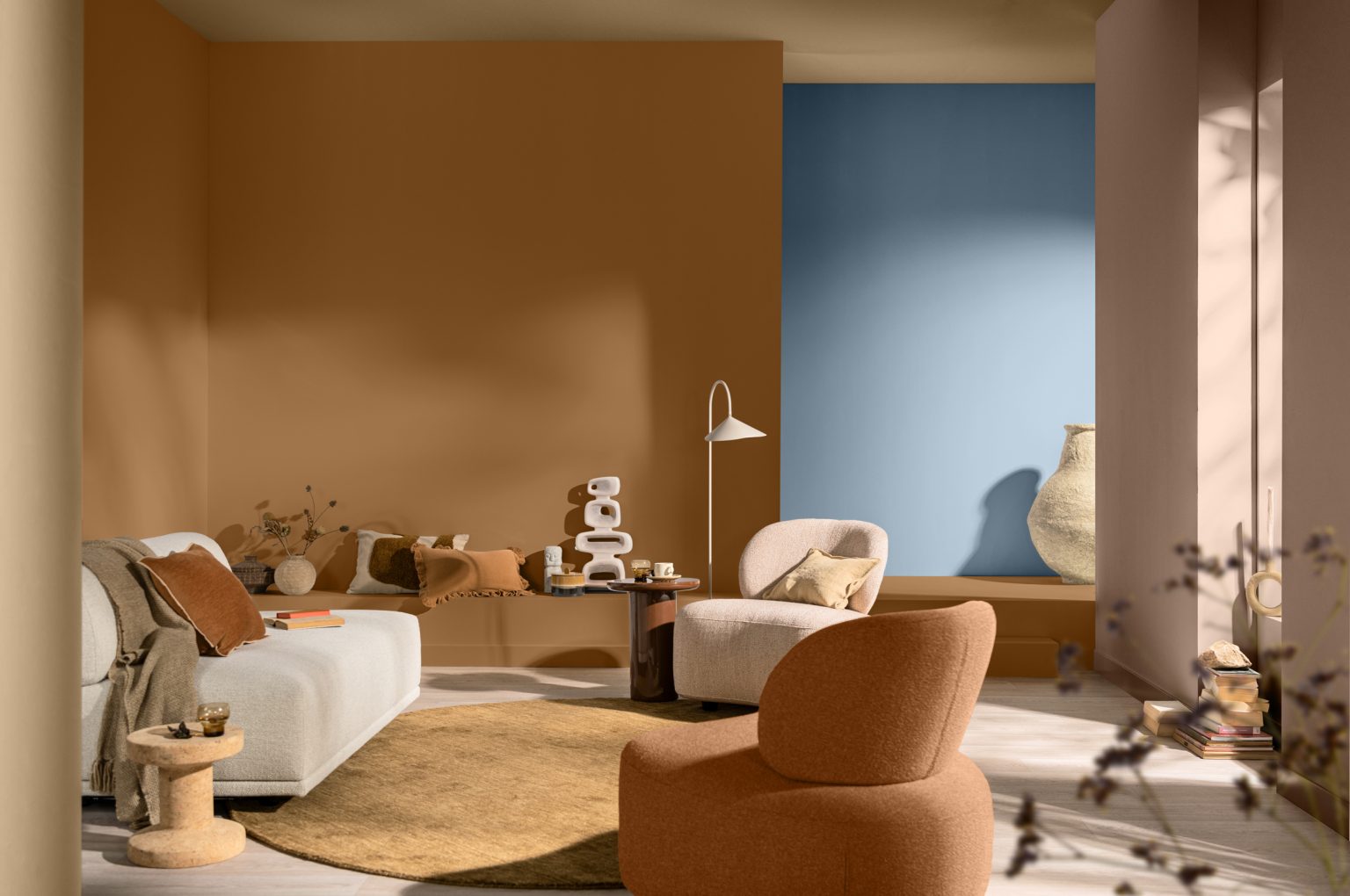 salon ocre et bleu couleur de l'année Dulux 2026