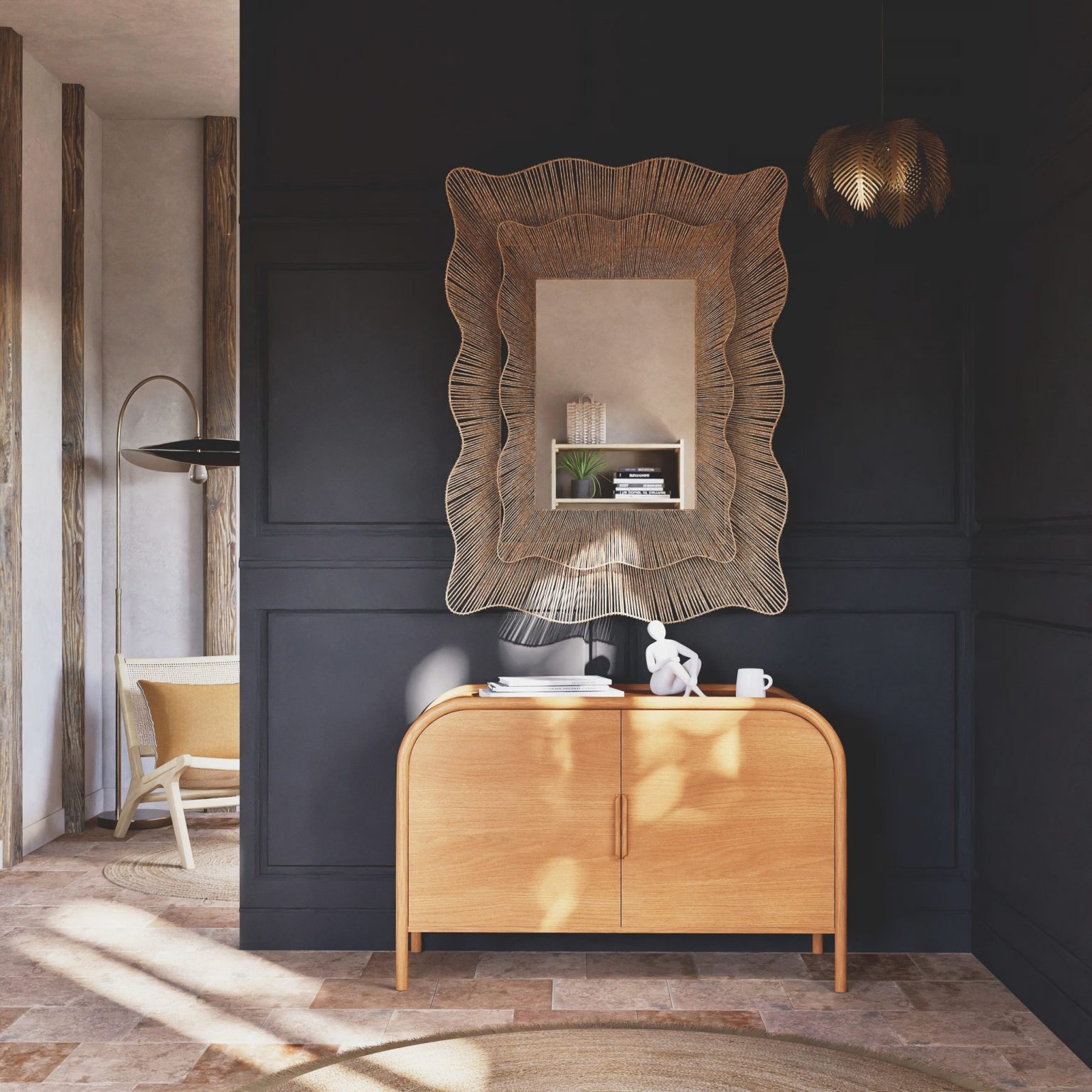 entrée mur noir maison normande collection Maisons du Monde 2025
