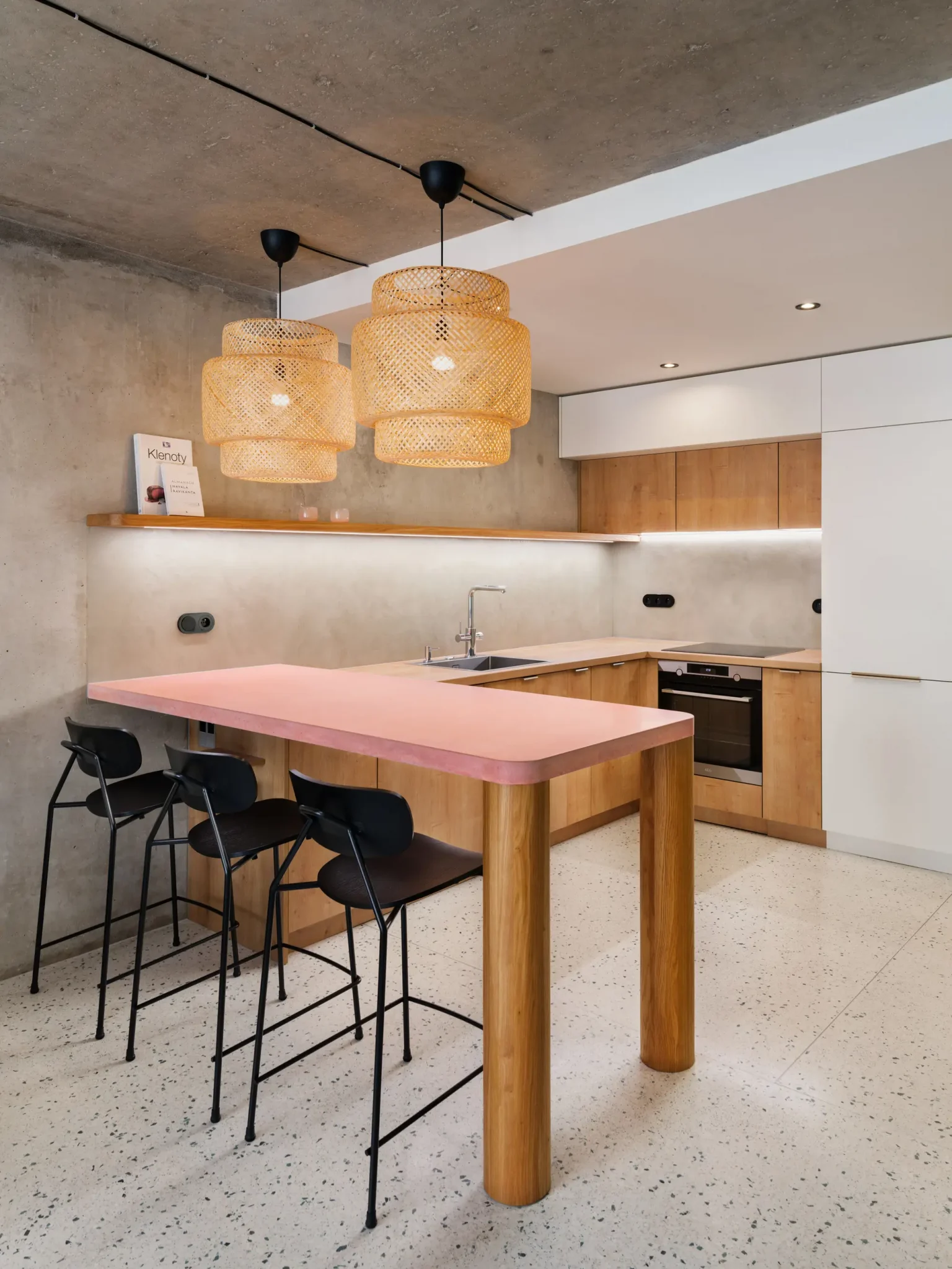 cuisine sol terrazzo appartement contemporain décoration design