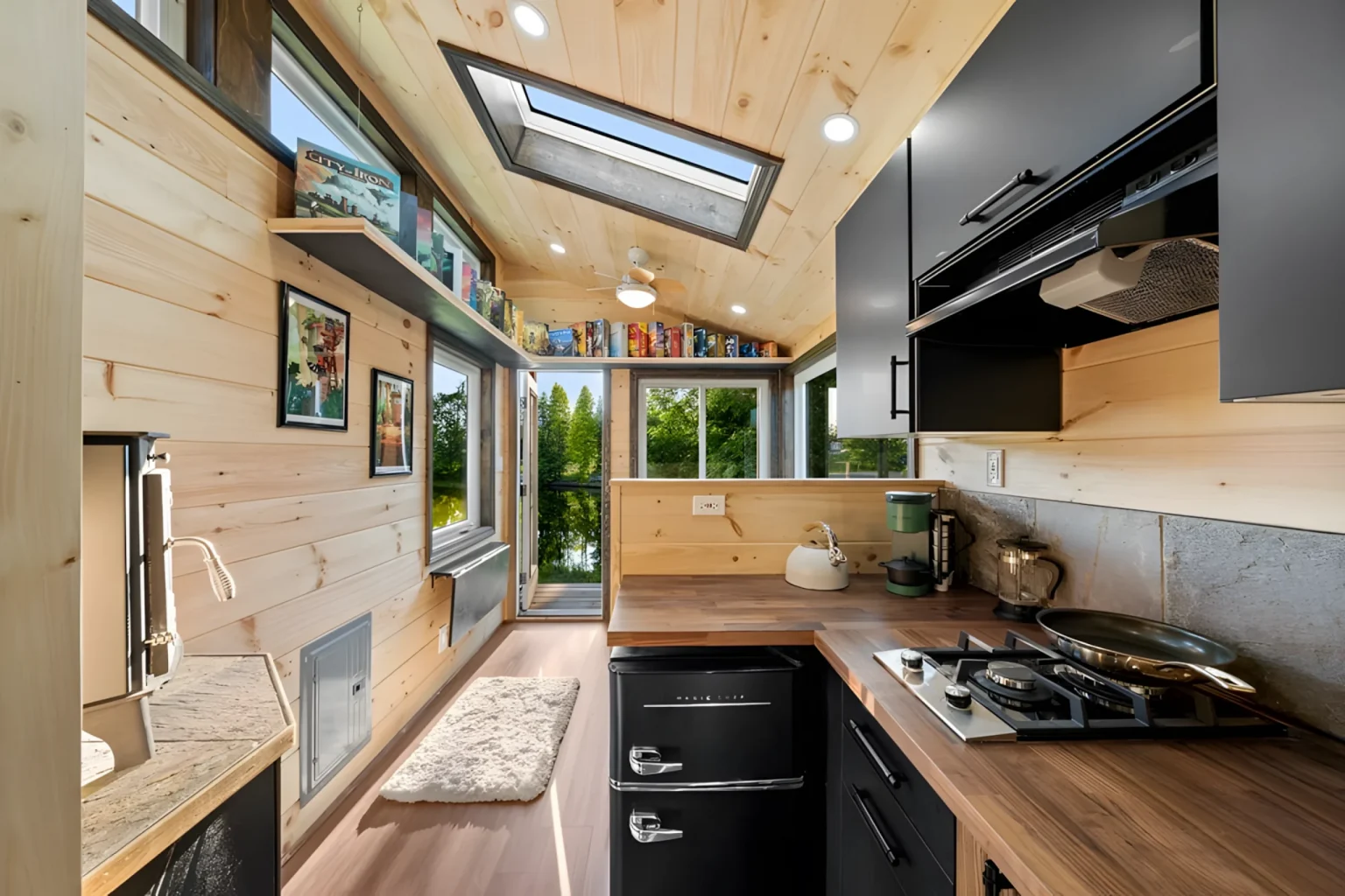 intérieur petite maison mobile The Little Lodge