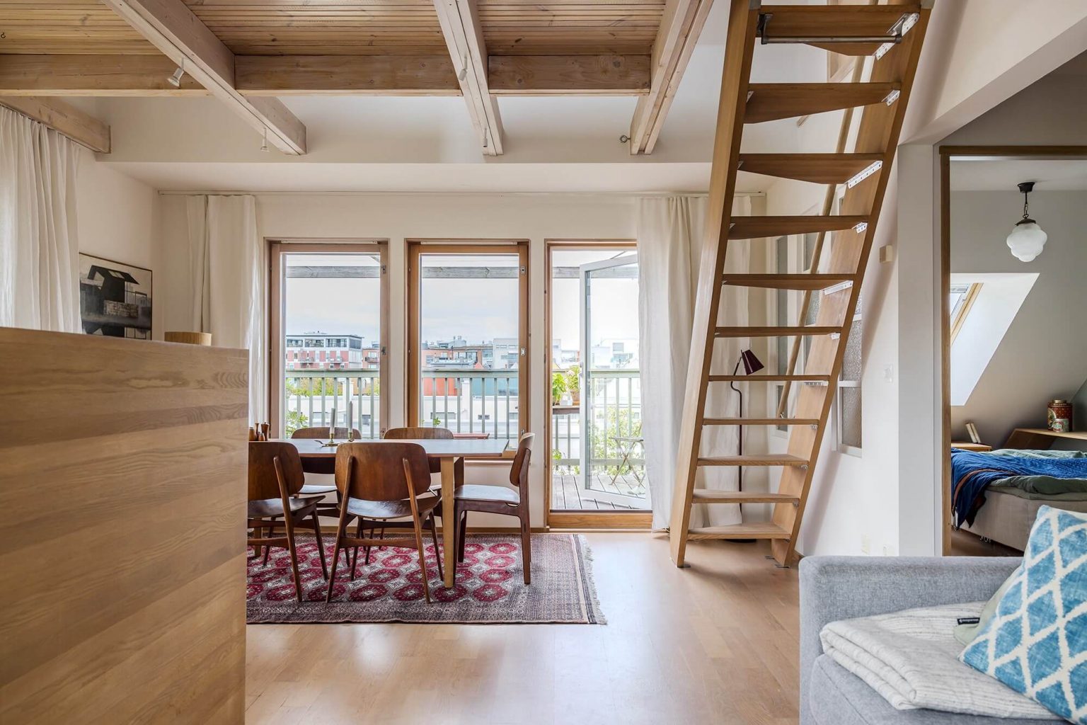 salon et salle à manger appartement 63m2 en duplex décoration scandinave et naturelle