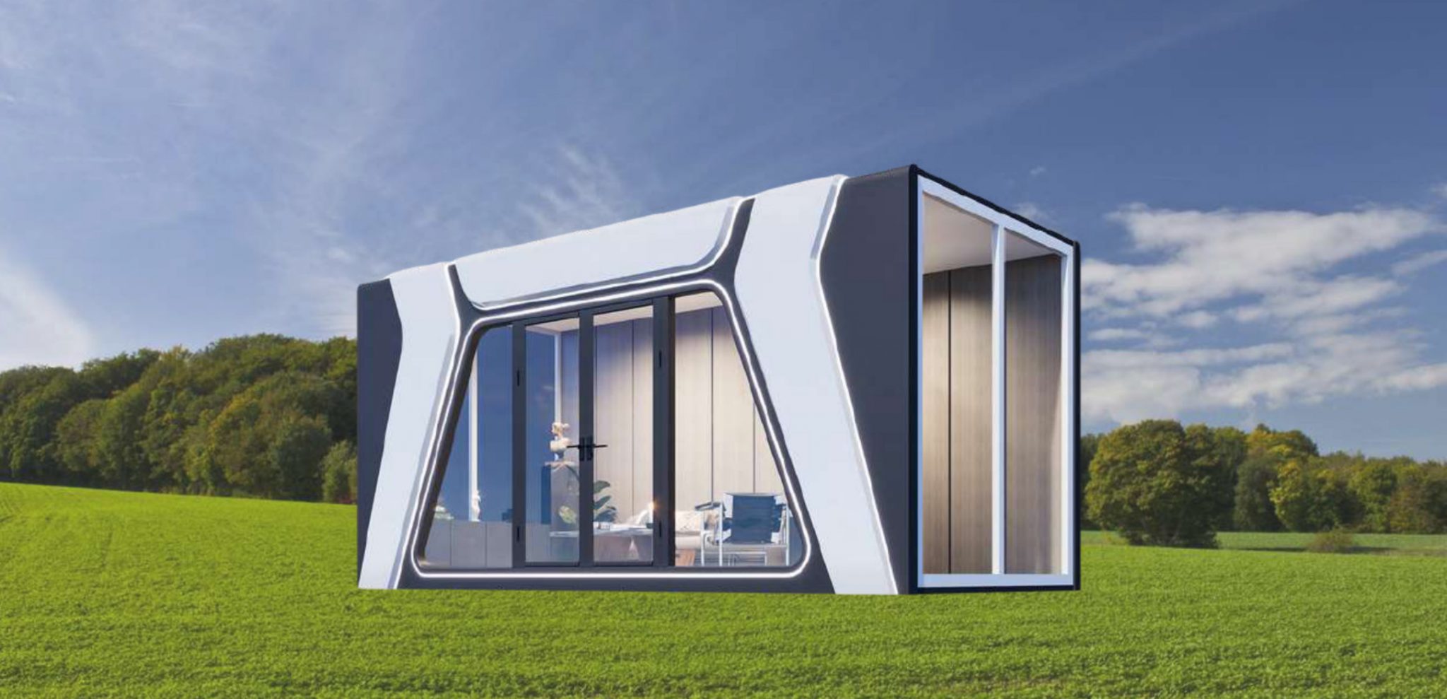 Une petite maison modulaire futuriste prête à installer