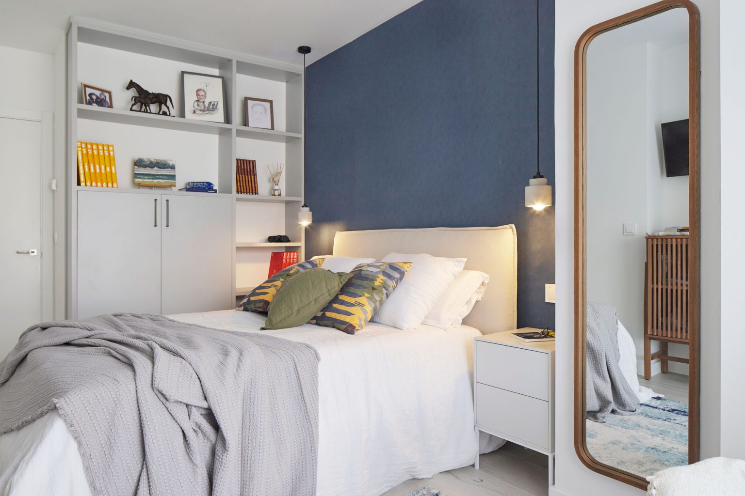 chambre bleue décoration contemporaine