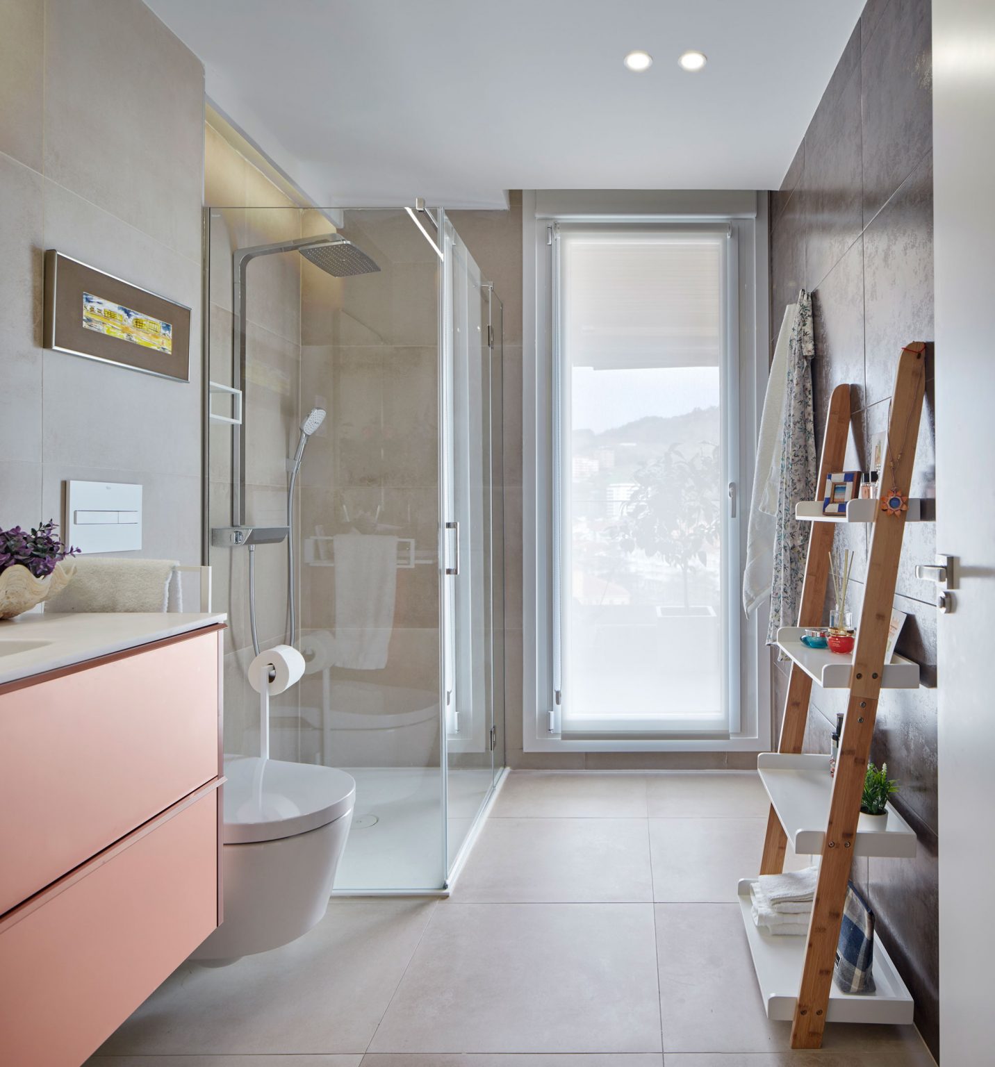 salle de bain meubles saumon décoration contemporaine