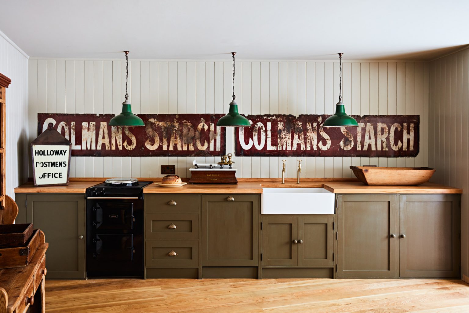 cuisine verte décoration anglaise rustique chic