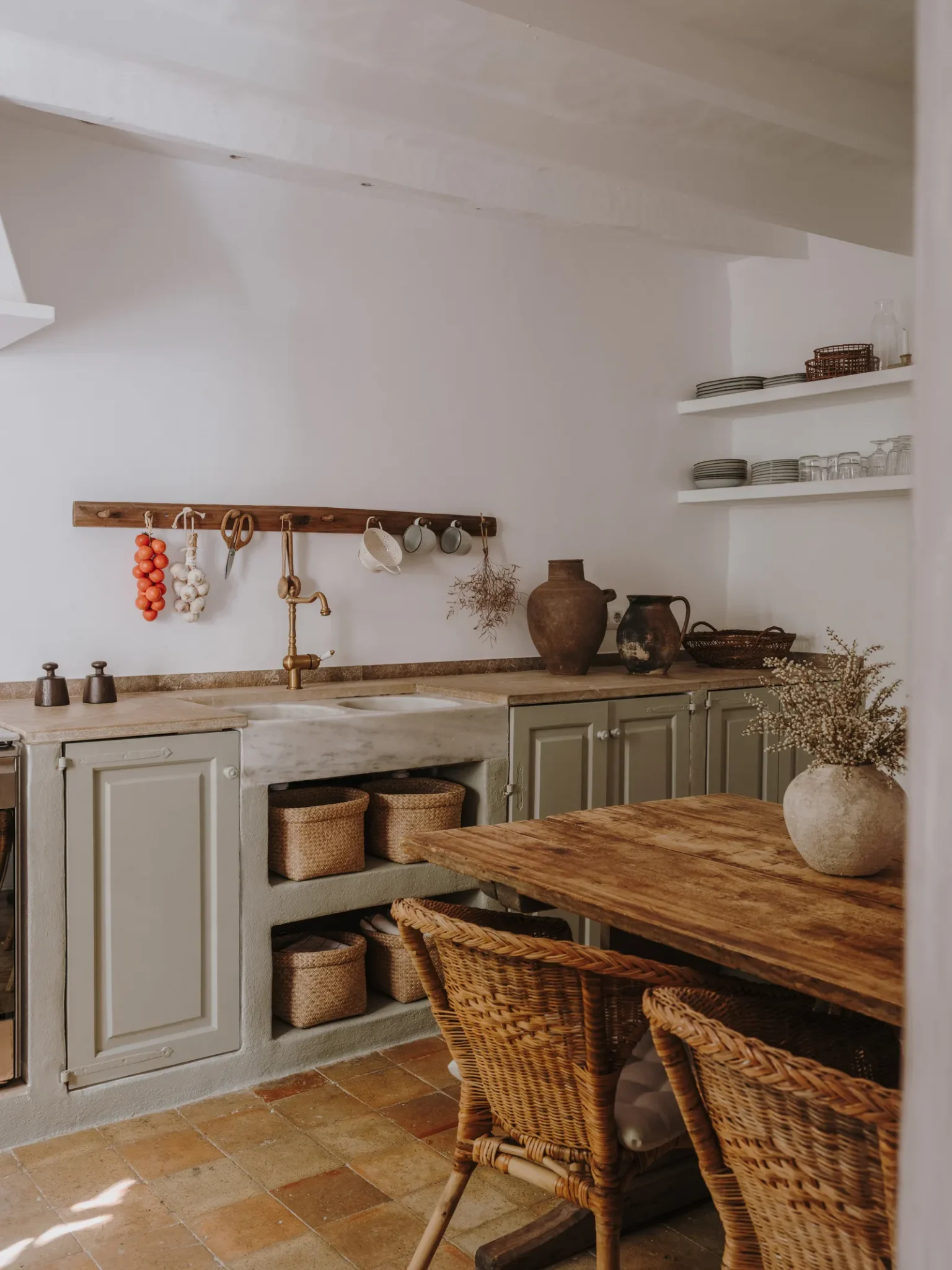 cuisine vert olive décoration rustique chic