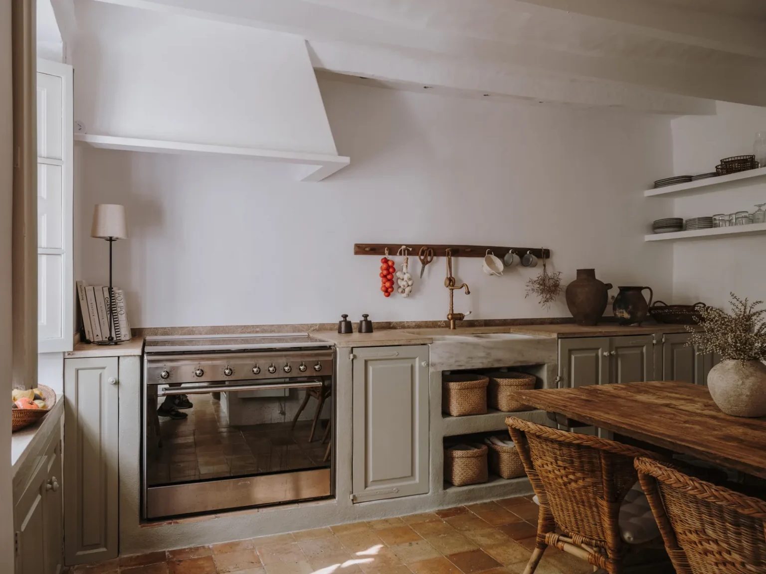 cuisine vert olive décoration rustique chic