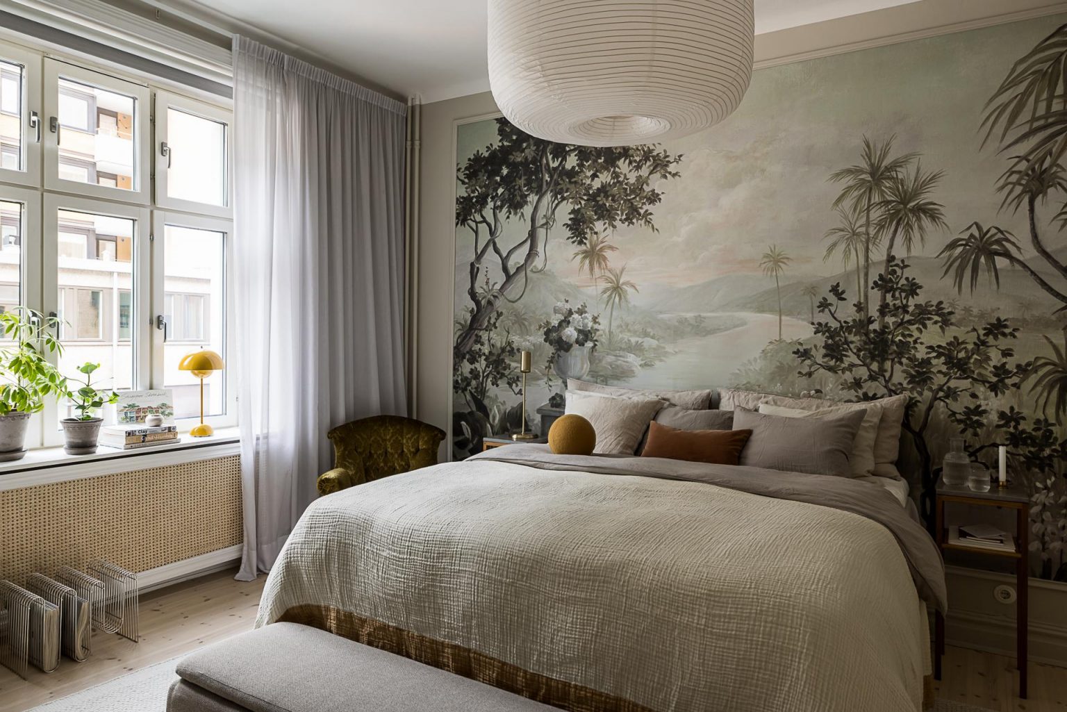 chambre papier peint Coordonné – Paisaje Con Flamencos ancien appartement rénové 