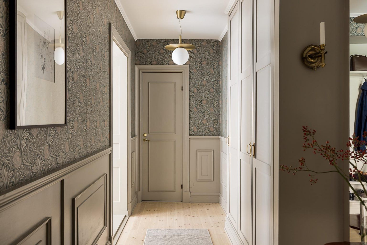 entrée décoration scandinave papier-peint William Morris