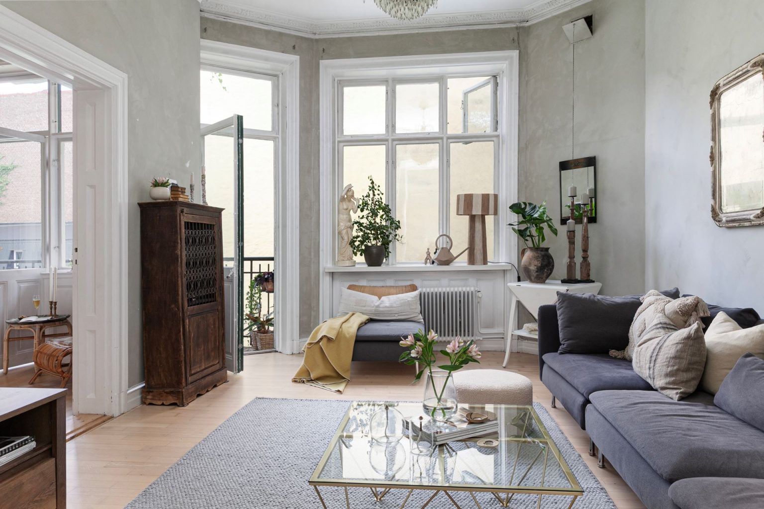 salon canapé gris décoration scandinave