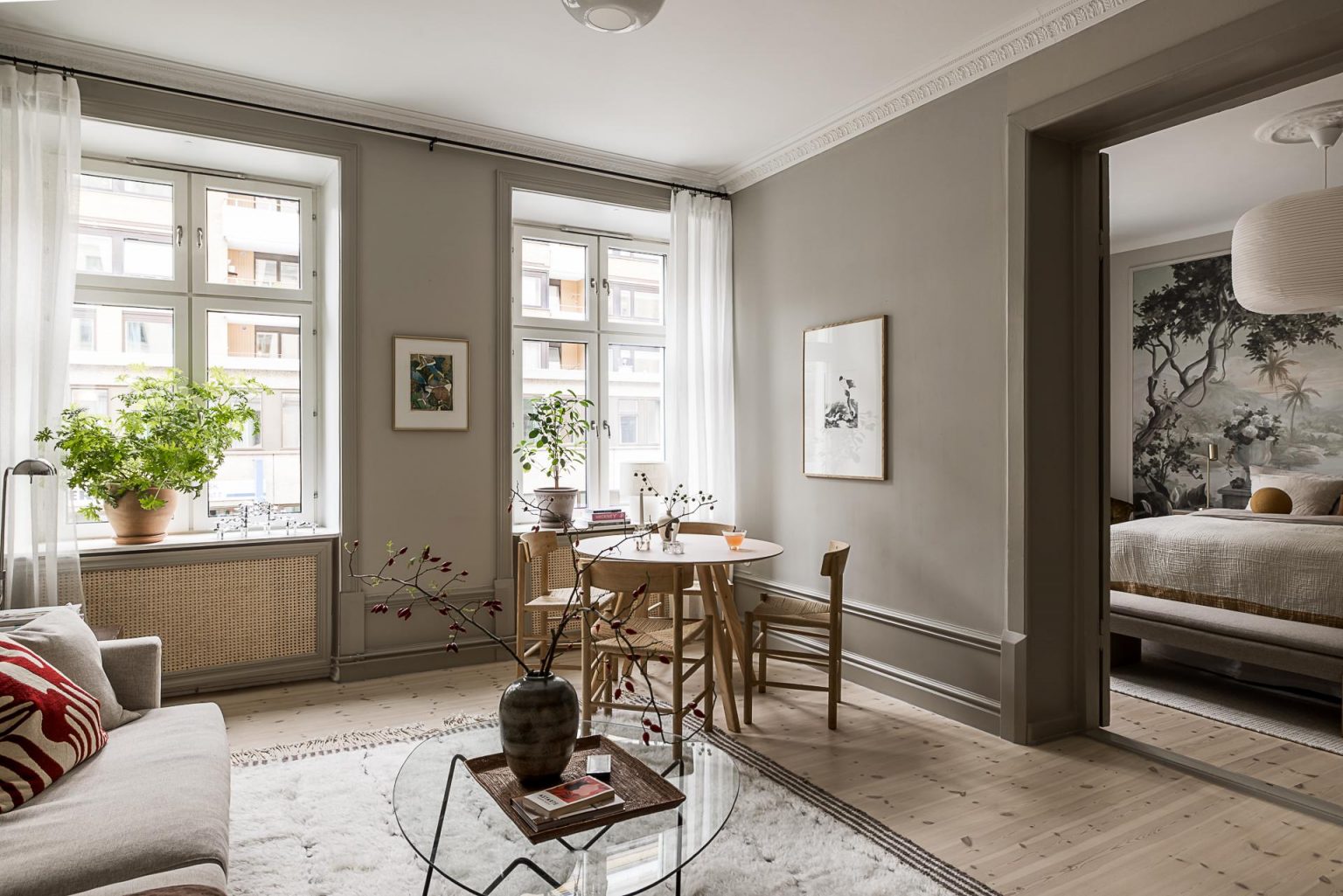salon et salle à manger appartement rénové décoration scandinave