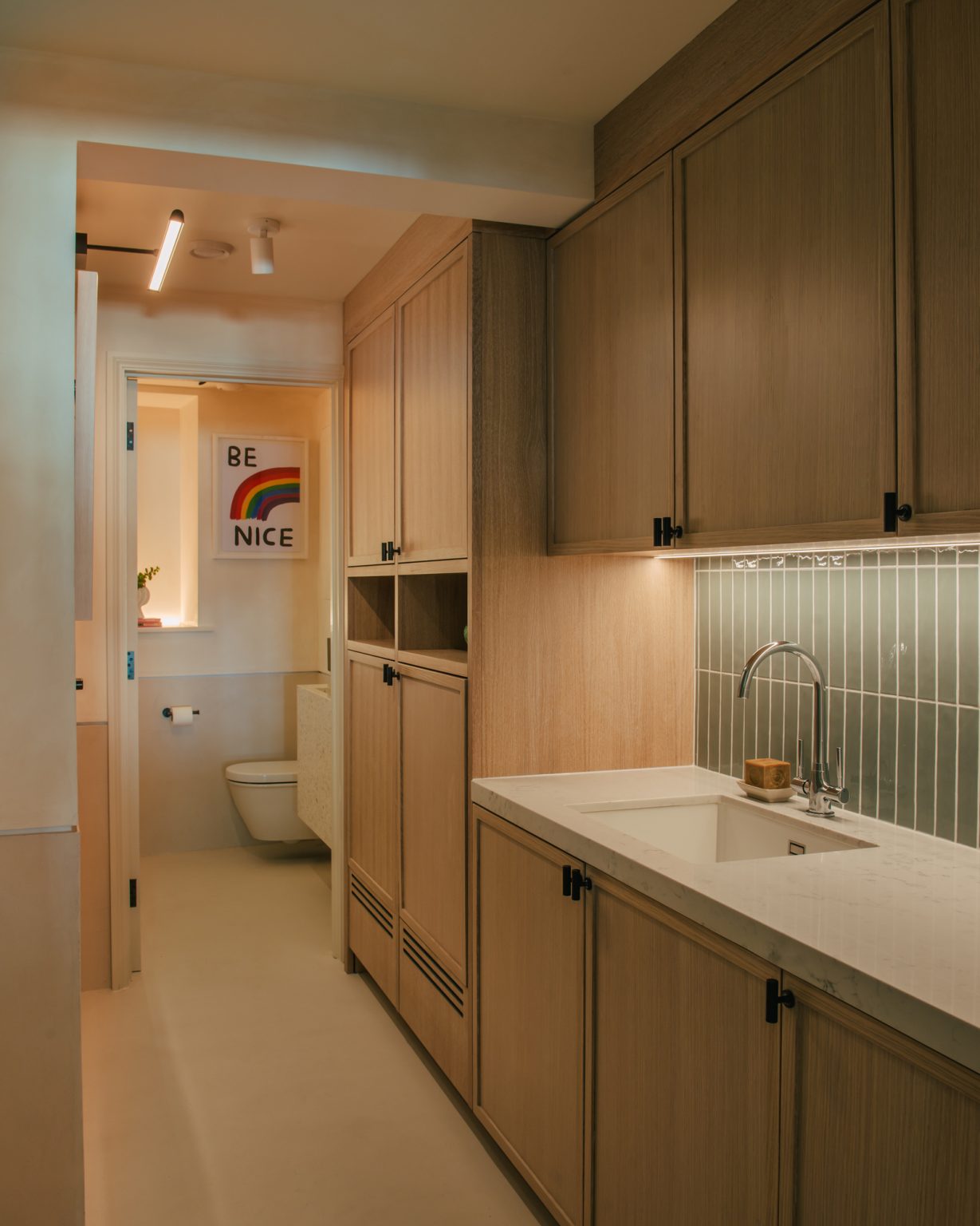 cuisine bois carrelage vert décoration contemporaine