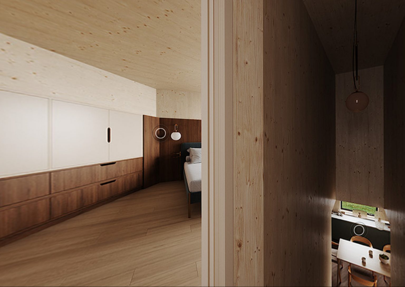 palier étage maison de designer de 80m2 Greenkub x Patrick Jouin