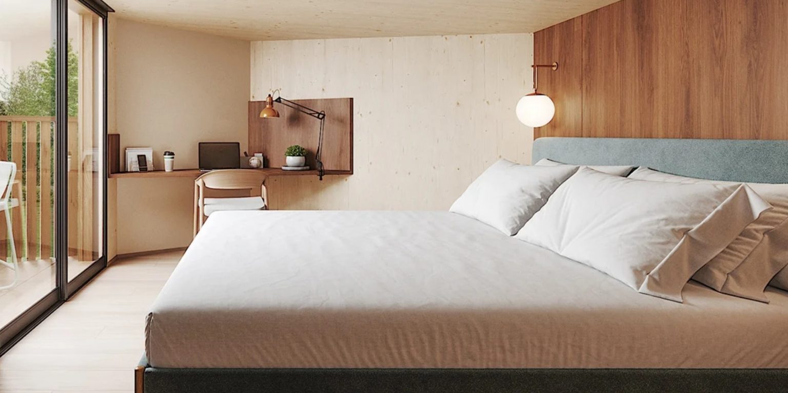 chambre décoration contemporaine maison de designer de 80m2 Greenkub x Patrick Jouin