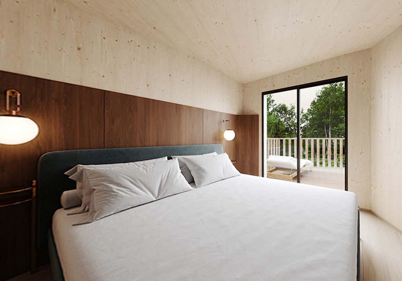 chambre décoration contemporaine maison de designer de 80m2 Greenkub x Patrick Jouin