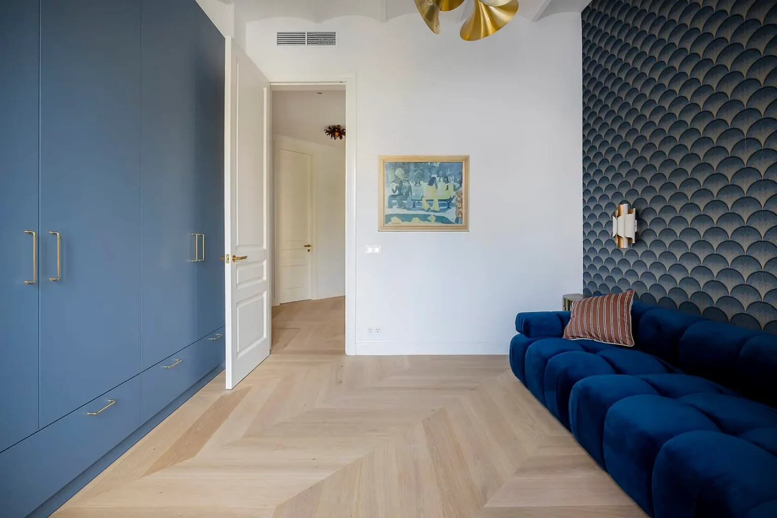 bureau avec dresssing bleu papier-peint style Art Déco bleu