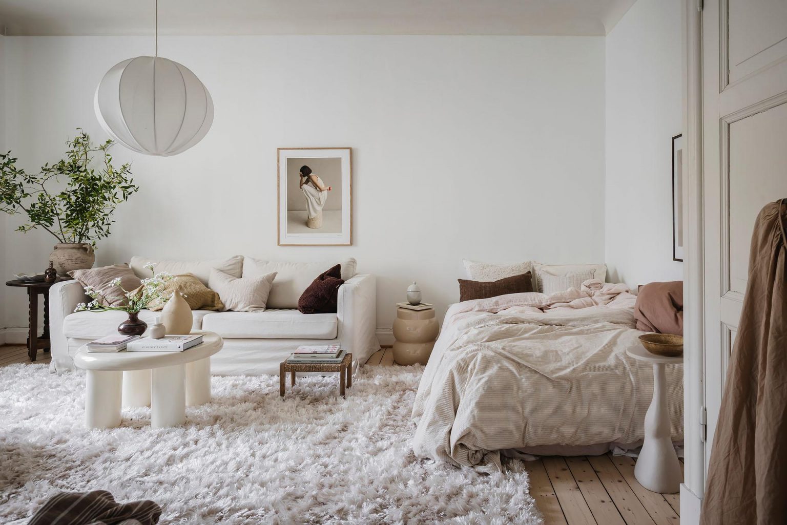 salon et chambre décoration scandinave studio 42m2