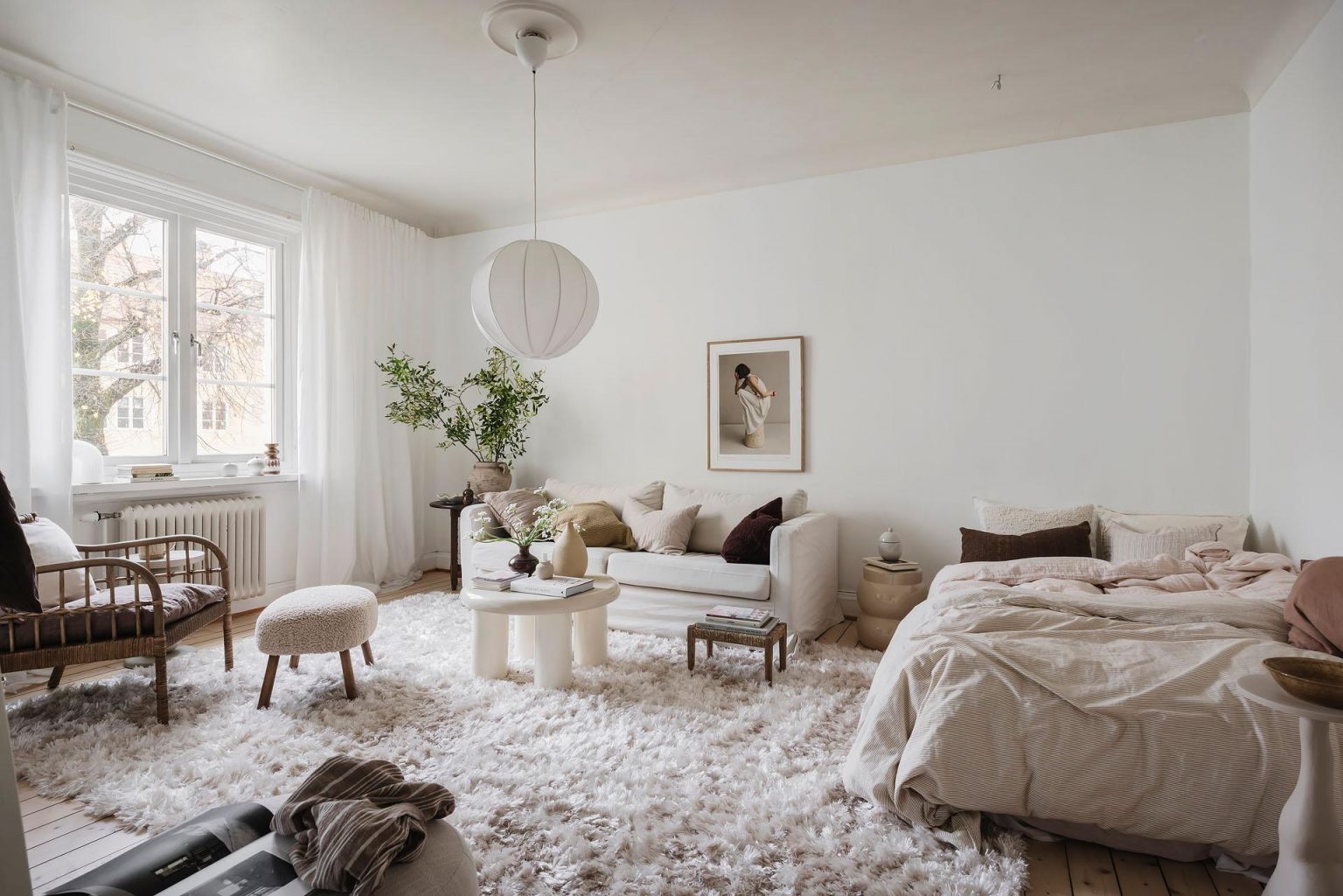 salon et chambre décoration scandinave studio 42m2