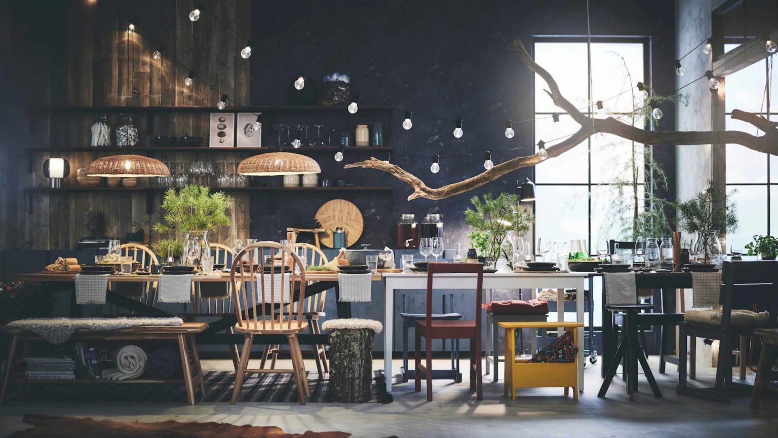 table fête de Noël IKEA thème rustique chic et naturel