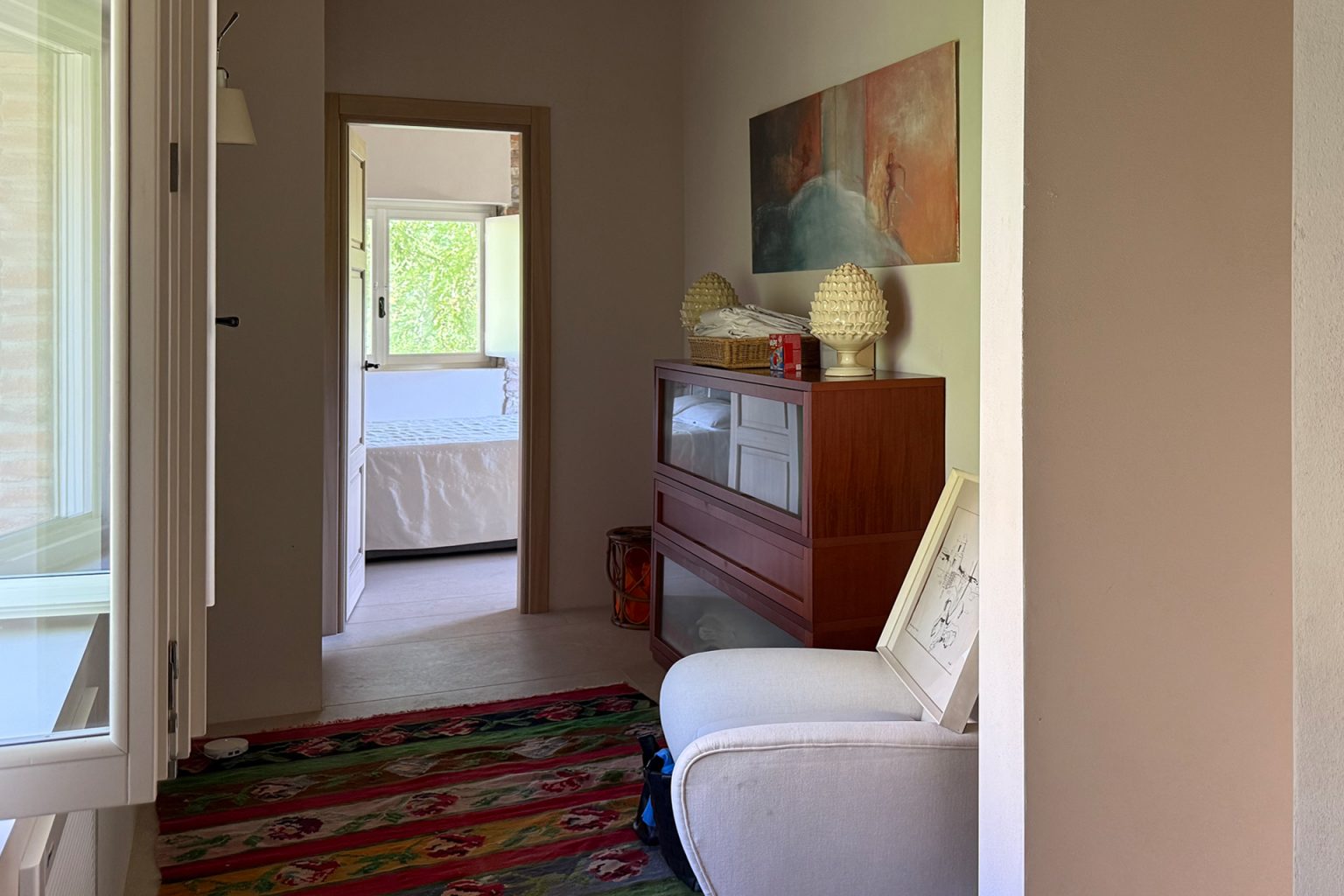 palier décoration rustique chic maison ancienne rénovée en pierres Italie