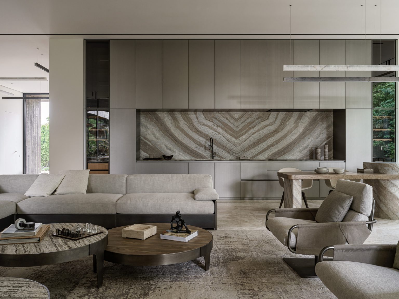 cuisine ouverte sur salon décoration contemporaine