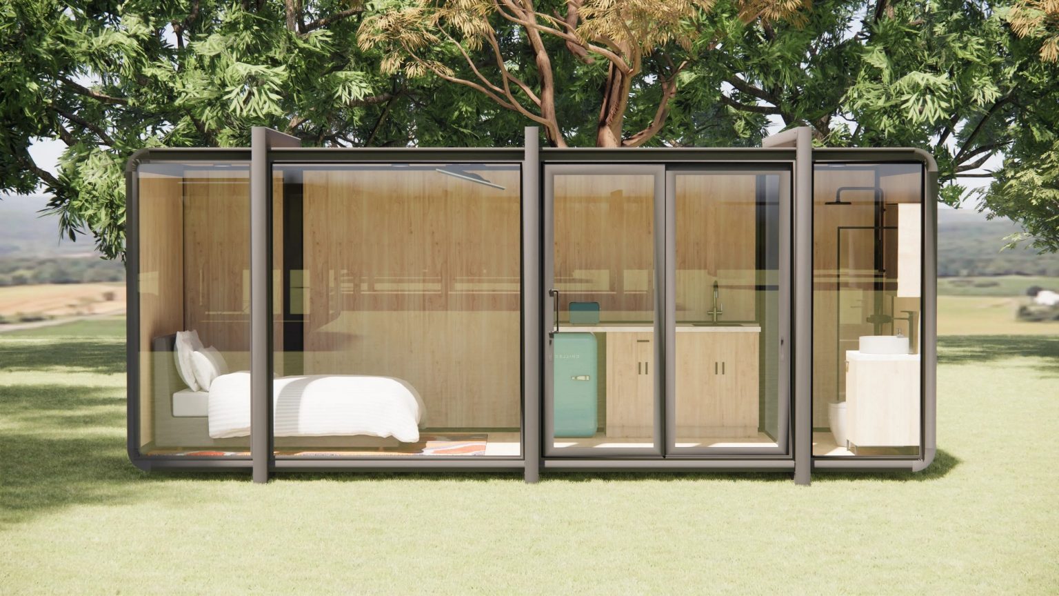 petite maison compacte 14m2 au design vitré par Elsewhere Pods