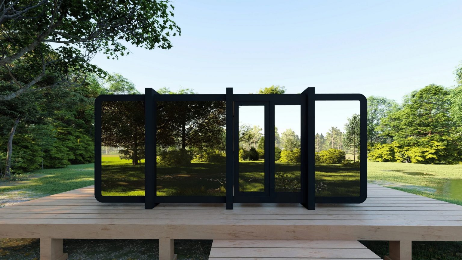 petite maison compacte 14m2 au design vitré par Elsewhere Pods