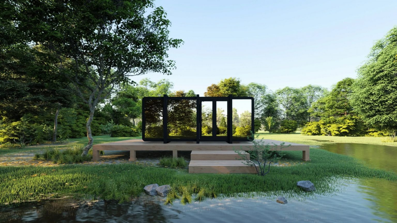 petite maison compacte 14m2 au design vitré par Elsewhere Pods