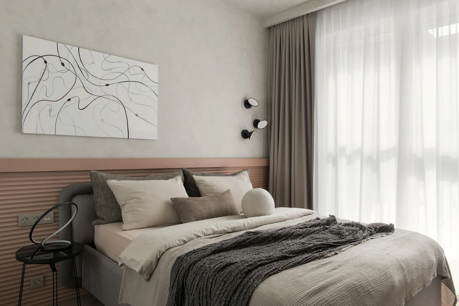 chambre petit appartement familial 57m2 décoration contemporaine