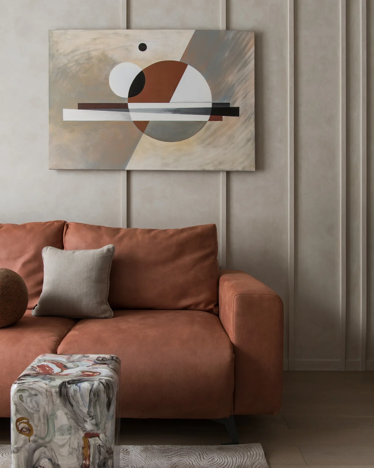 salon petit appartement familial 57m2 décoration contemporaine