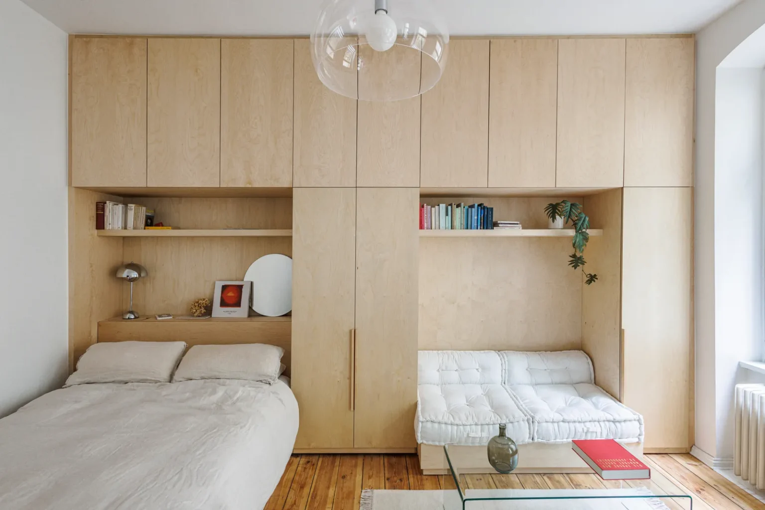 salon et chambre décoration contemporaine studio 35m2 Berlin