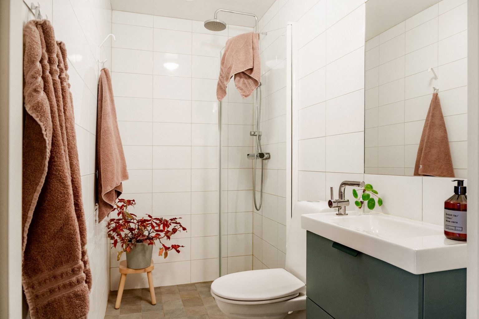 salle de bain blanche et verte