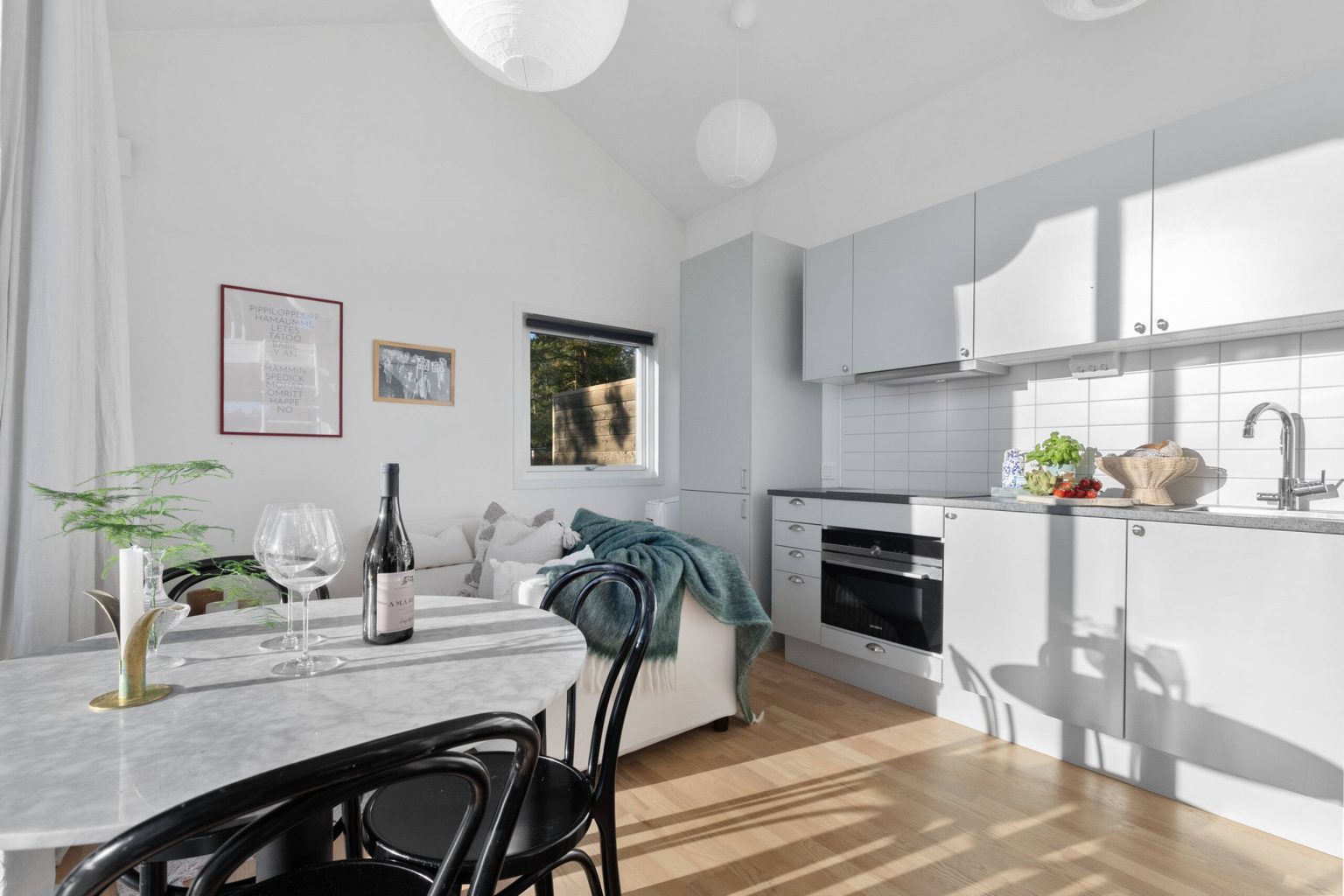 salon et cuisine mini maison moderne en bois 22m2