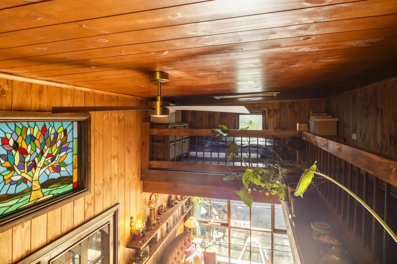 mezzanine décoration vintage petite maison en bois massif 27m2