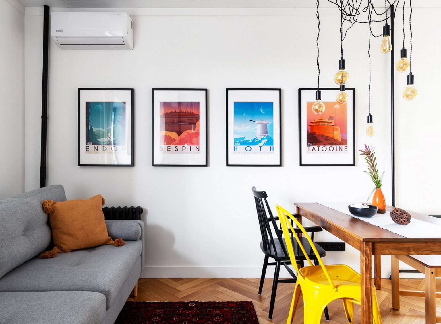 salon et salle à manger studio 33m2 décoration scandinave