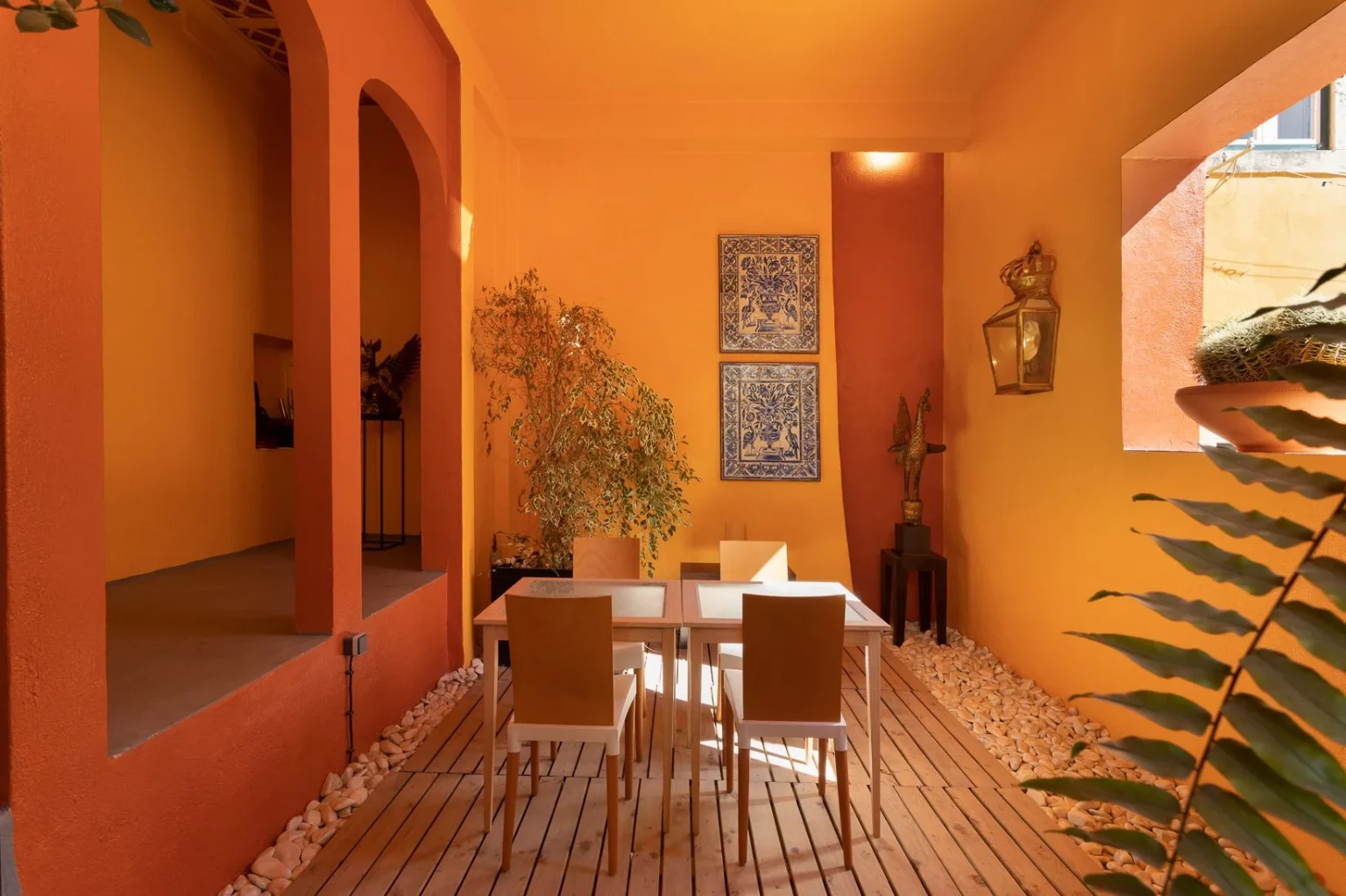 terrasse décoration contemporaine orange