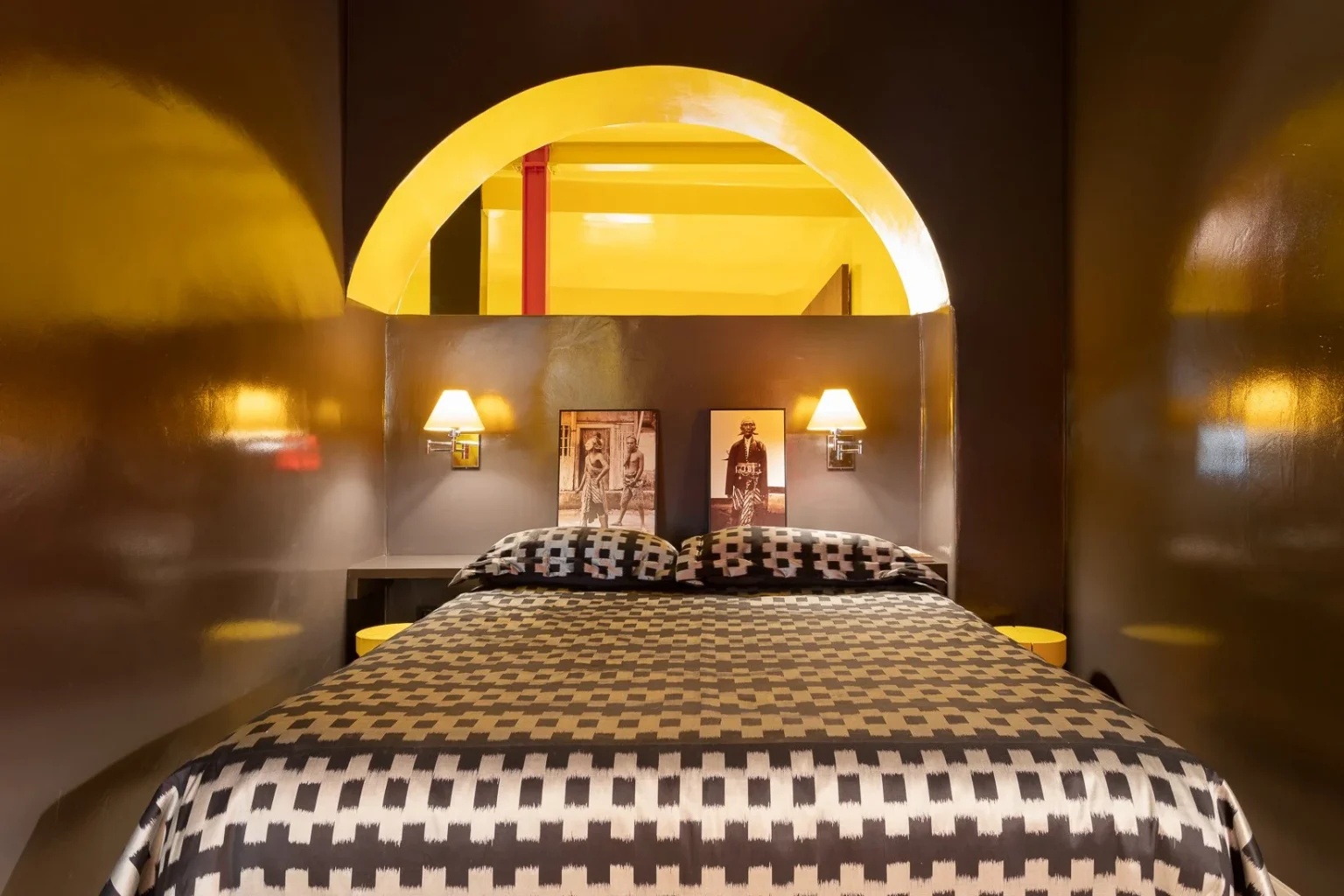 chambre décoration contemporaine jaune et grise