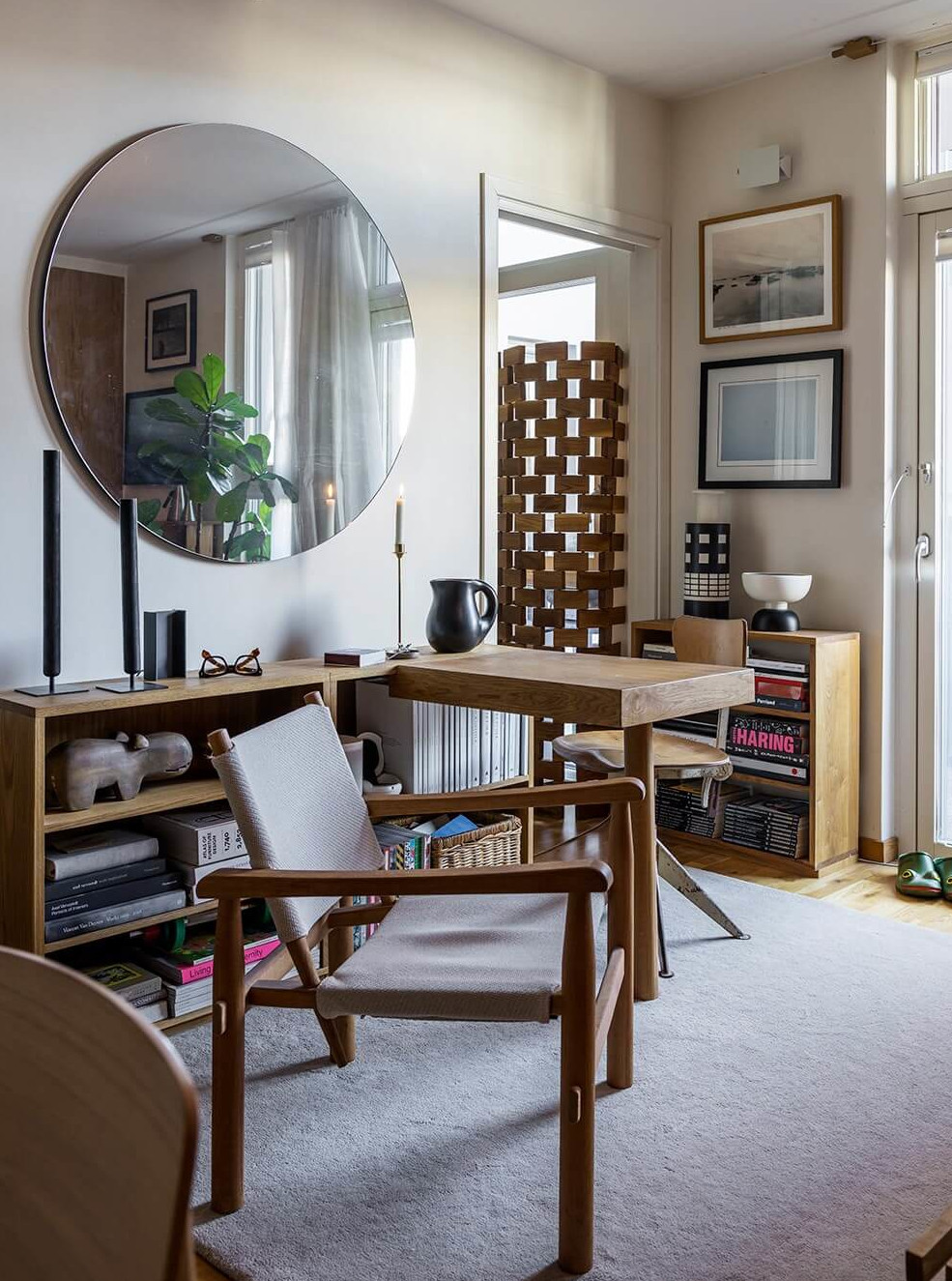 salon deux-pièces de 46m2 style Japandi