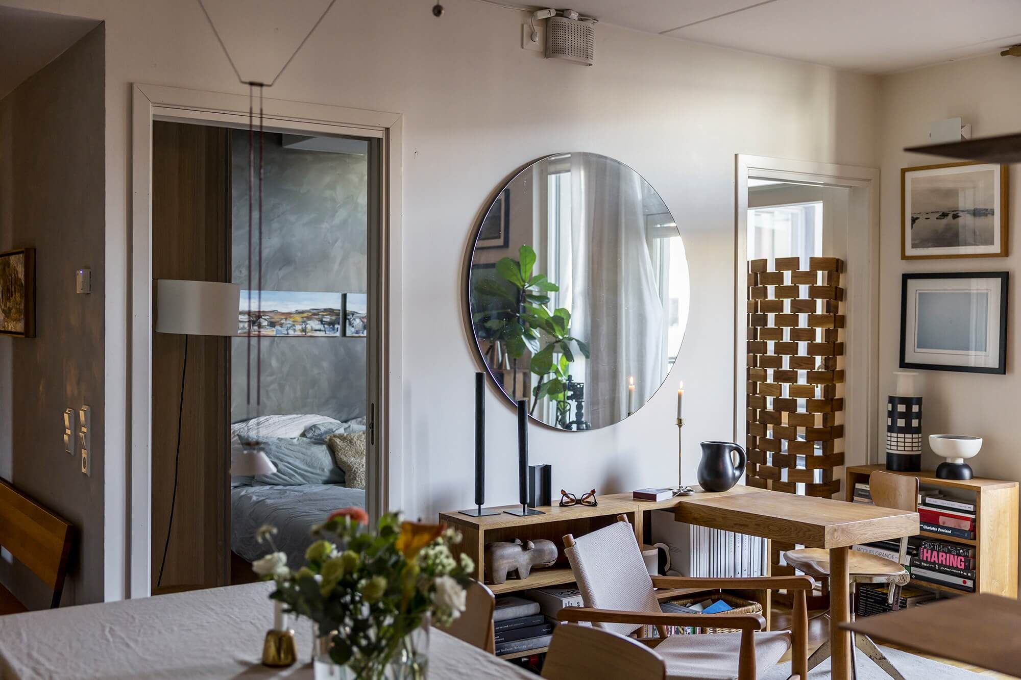 chambre et salon deux-pièces de 46m2 style Japandi