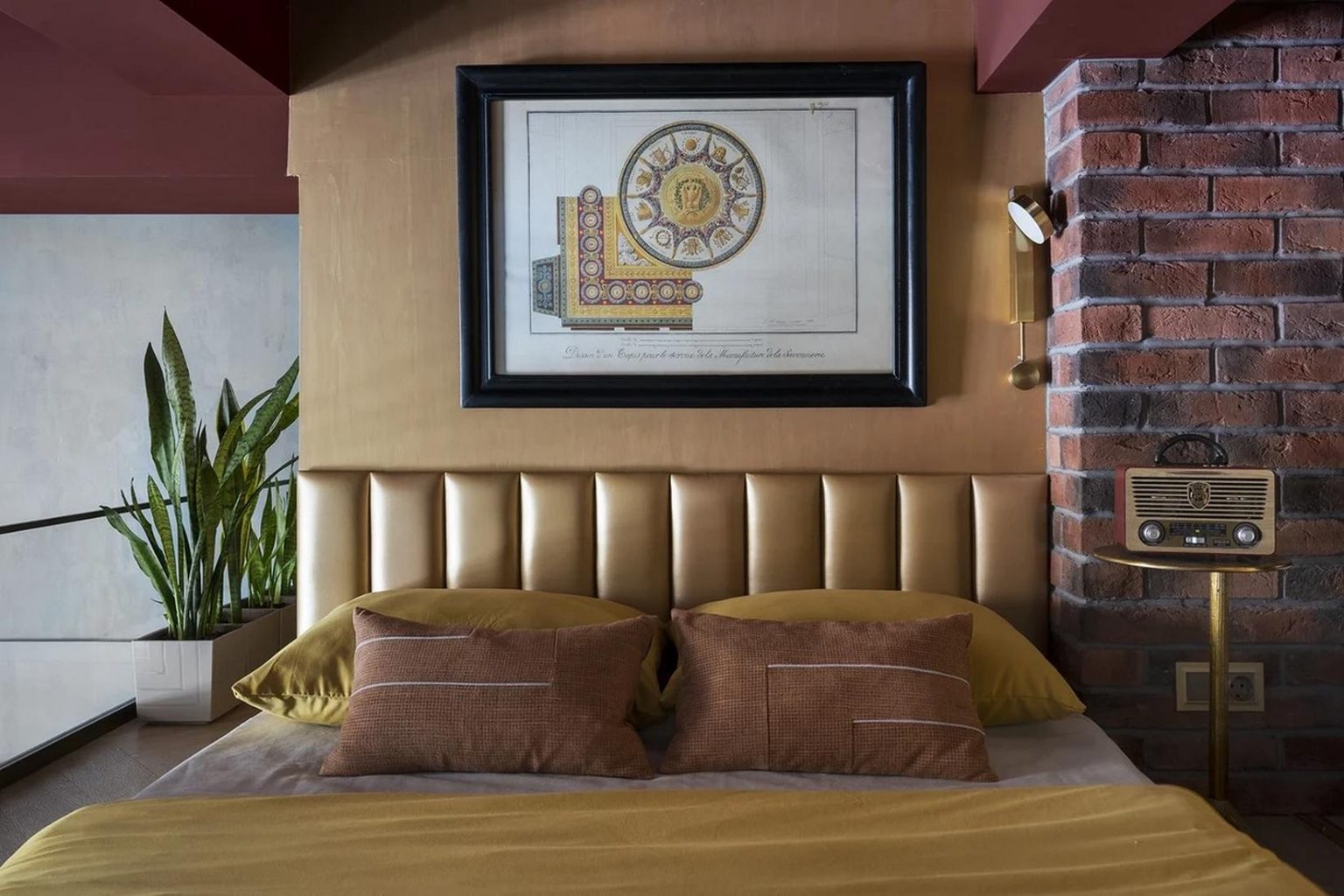 chambre sur mezzanine studio atypique de 29m2 décoration colorée et vintage