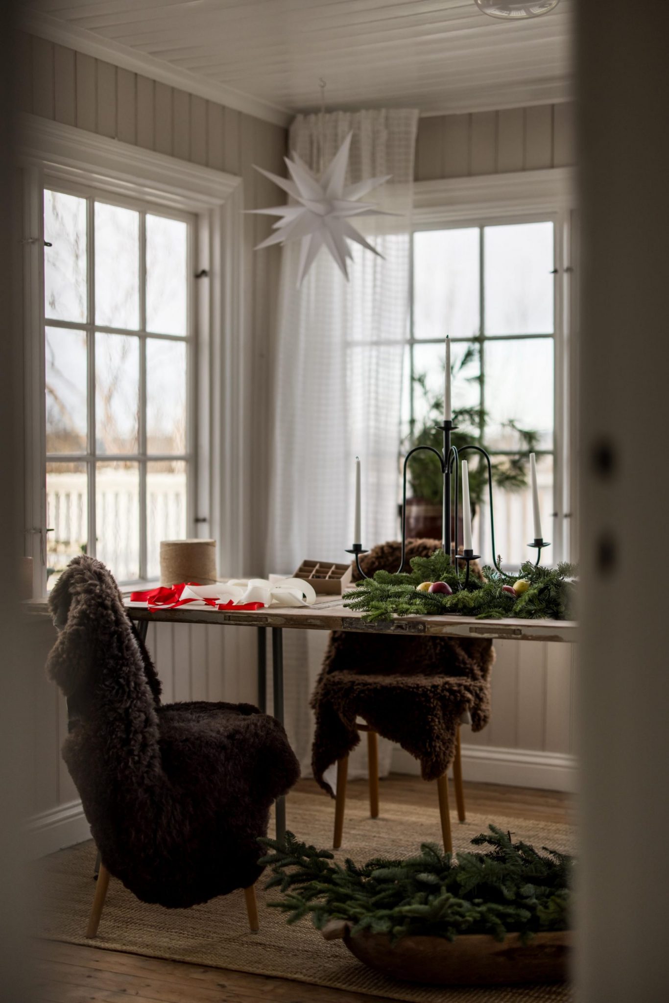 bureau décoration Noël maison ancienne décoration scandinave