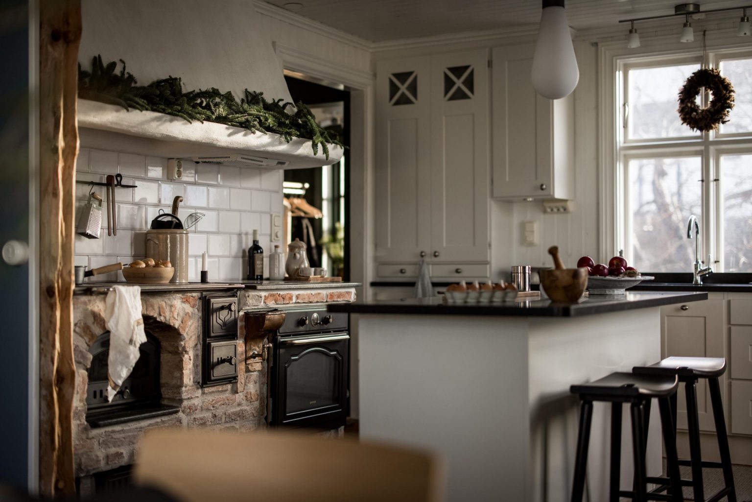 cuisine rustique décoration Noël maison ancienne décoration scandinave