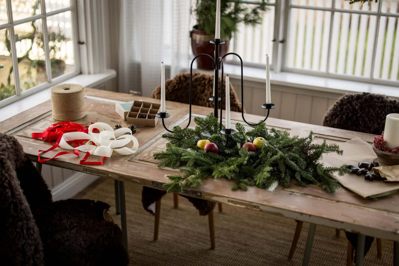 bureau décoration Noël maison ancienne décoration scandinave