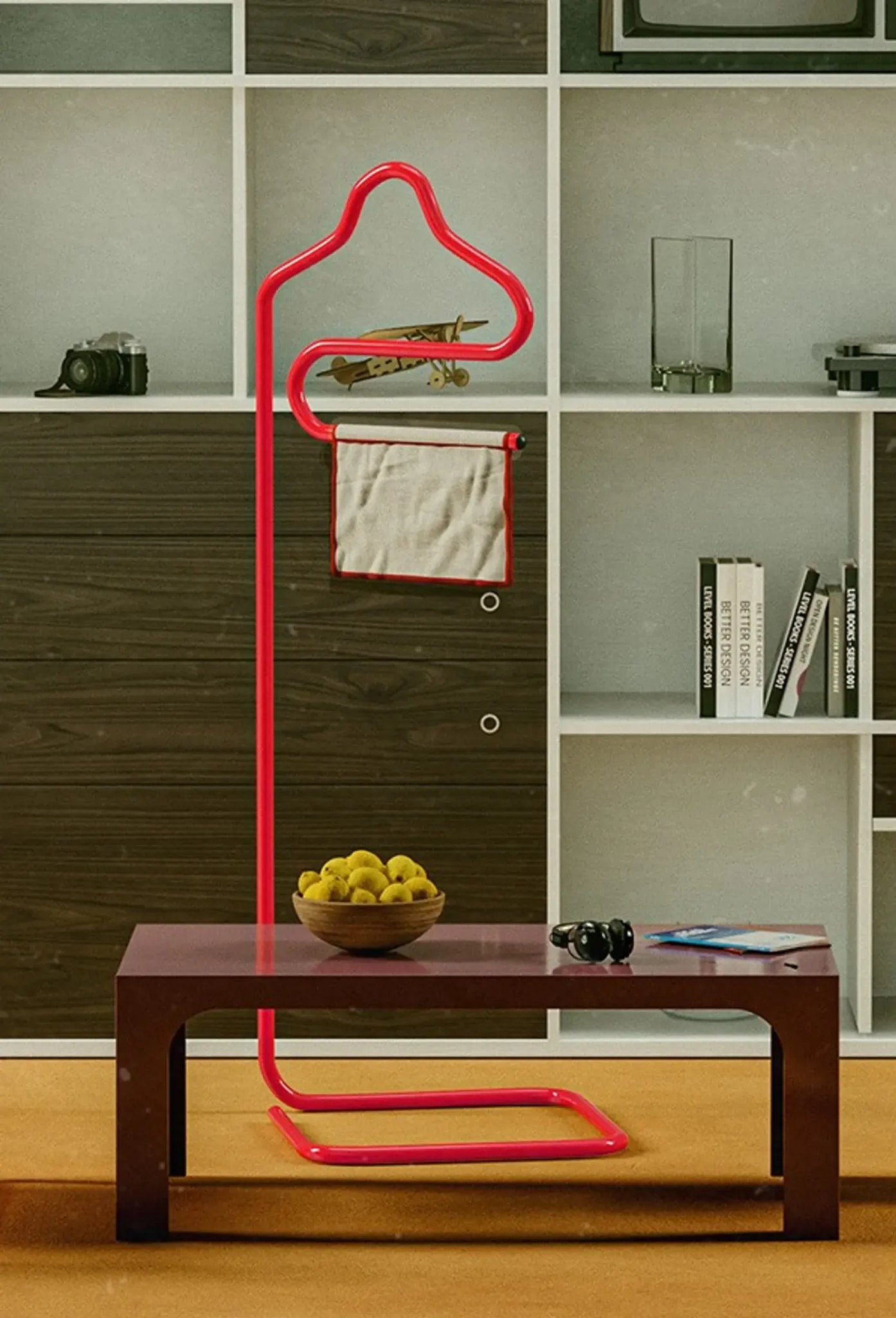 valet tubulaire rouge mobilier Monoprix x Prisunic édition n°3 Décembre 2025