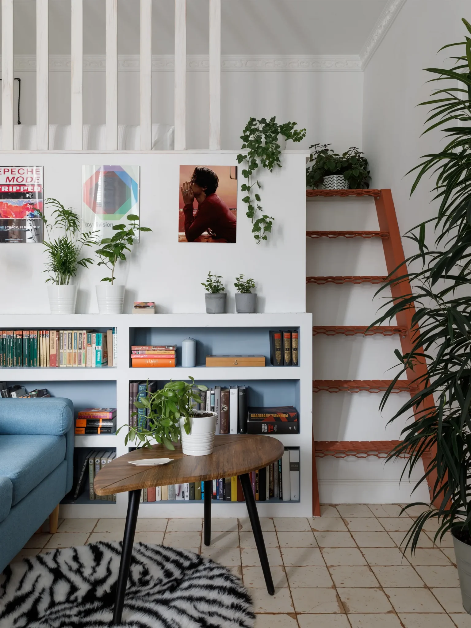 salon décoration contemporaine studio 38m2 avec mezzanine