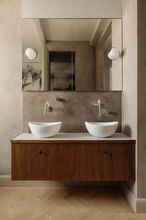 salle de bain design murs enduits meuble bois salle de bain design murs enduits meuble bois