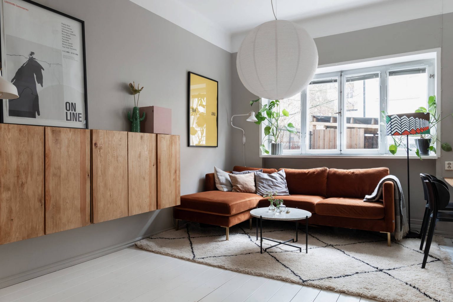 espace salon studio 33m2 décoration scandinave